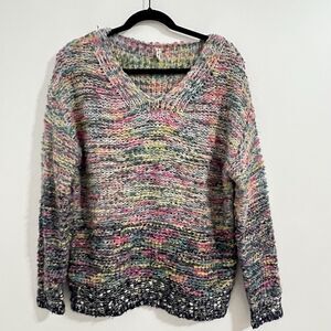 Anthropologie Raga Knit Sweater Size M Pink Ombre Chunky Cozy Soft Preppy Top